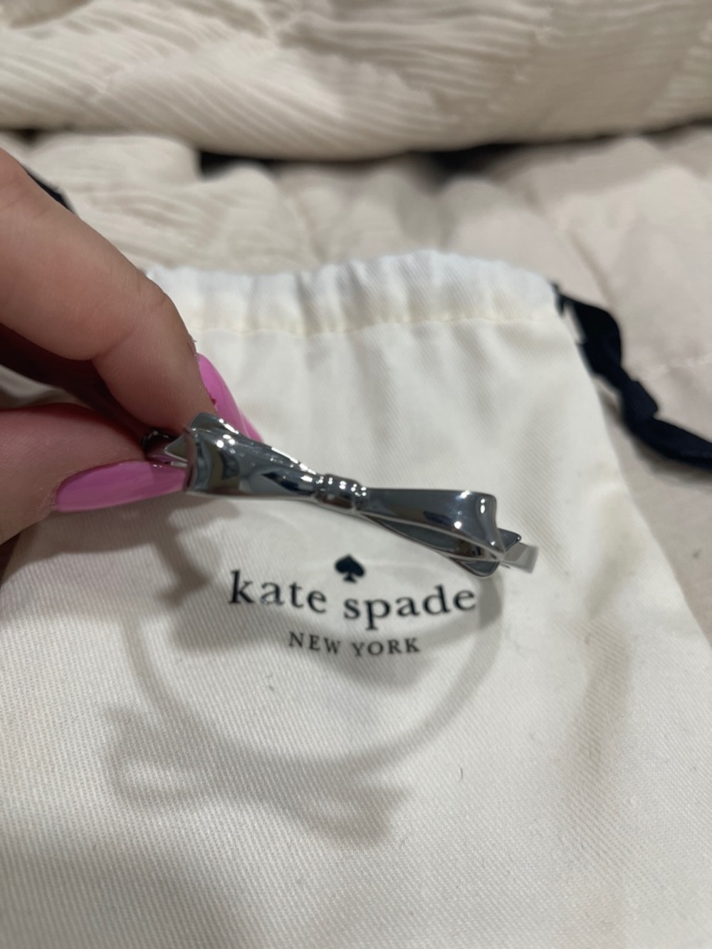 kate spade Silver Bow Bangle Bracelet - Picture 2 of 5